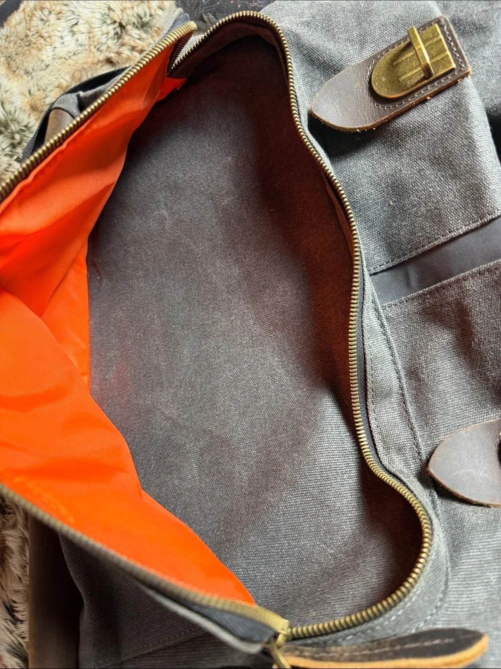 Harley-Davidson Gray Waxed Canvas Messenger Bag with Brown Trim